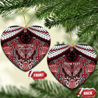 Aotearoa Iwi Ngati Toa Personalised Ceramic Ornament Maori Kowhaiwhai Pattern LT19 Heart Red - Polynesian Pride