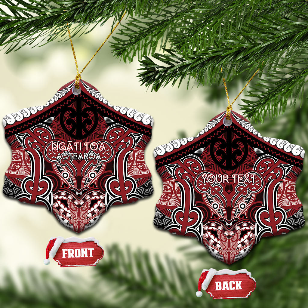 Aotearoa Iwi Ngati Toa Personalised Ceramic Ornament Maori Kowhaiwhai Pattern LT19 Snow Flake Red - Polynesian Pride