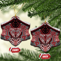 Aotearoa Iwi Ngati Toa Personalised Ceramic Ornament Maori Kowhaiwhai Pattern LT19 Snow Flake Red - Polynesian Pride