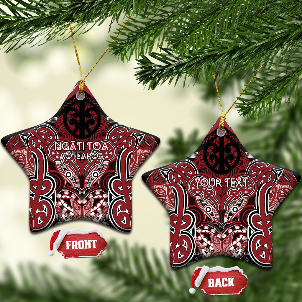 Aotearoa Iwi Ngati Toa Personalised Ceramic Ornament Maori Kowhaiwhai Pattern LT19 Star Red - Polynesian Pride