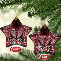 Aotearoa Iwi Ngati Toa Personalised Ceramic Ornament Maori Kowhaiwhai Pattern LT19 Star Red - Polynesian Pride