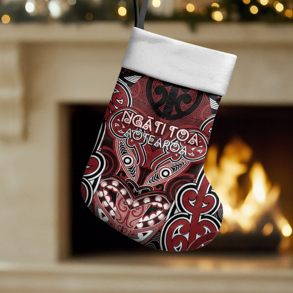 Aotearoa Iwi Ngati Toa Personalised Christmas Stocking Maori Kowhaiwhai Pattern LT19 Set of 2 Red - Polynesian Pride