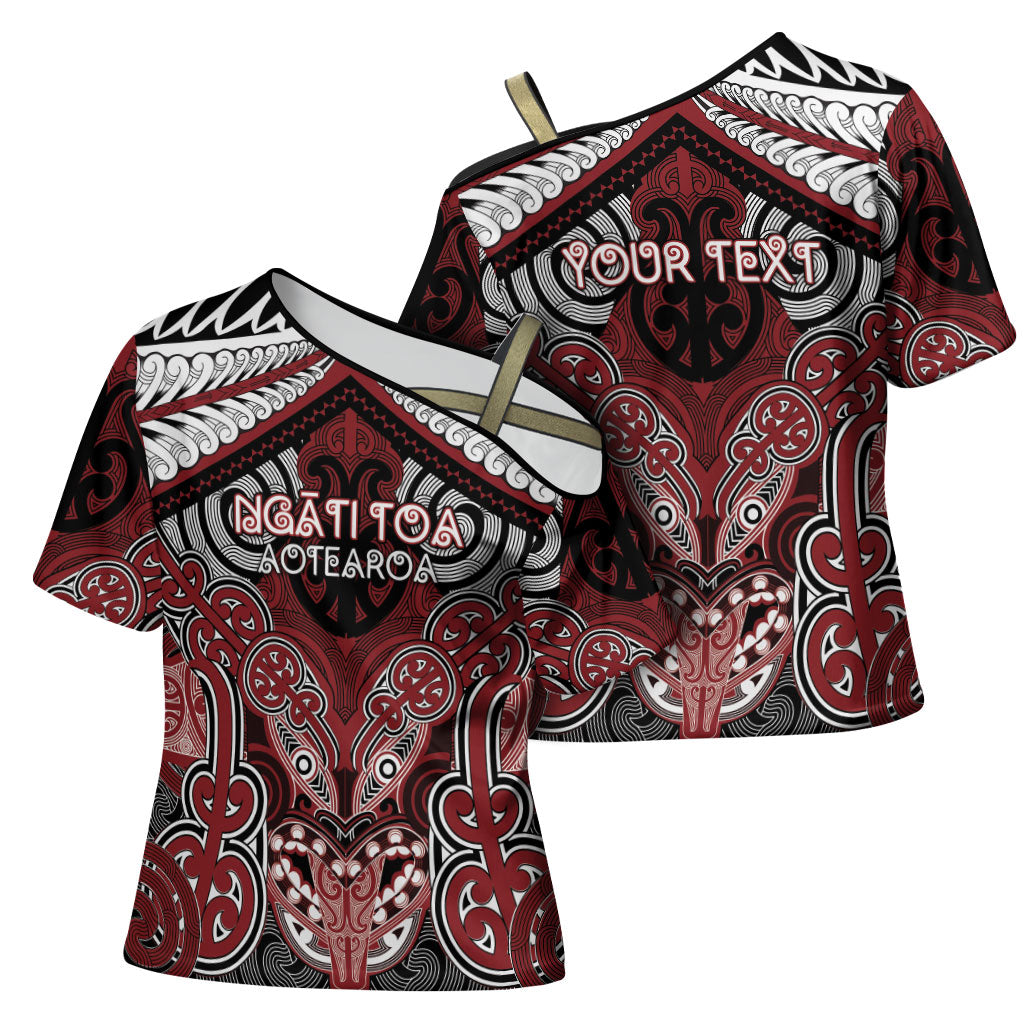 Aotearoa Iwi Ngati Toa Personalised Cross Shoulder Shirt Maori Kowhaiwhai Pattern LT19 - Polynesian Pride
