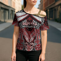 Aotearoa Iwi Ngati Toa Personalised Cross Shoulder Shirt Maori Kowhaiwhai Pattern LT19 - Polynesian Pride