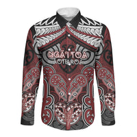Aotearoa Iwi Ngati Toa Personalised Long Sleeve Button Shirt Maori Kowhaiwhai Pattern LT19 Unisex Red - Polynesian Pride