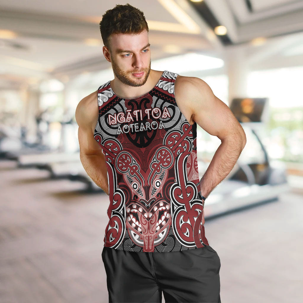 Aotearoa Iwi Ngati Toa Personalised Men Tank Top Maori Kowhaiwhai Pattern LT19 Red - Polynesian Pride