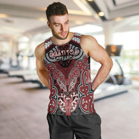 Aotearoa Iwi Ngati Toa Personalised Men Tank Top Maori Kowhaiwhai Pattern LT19 Red - Polynesian Pride