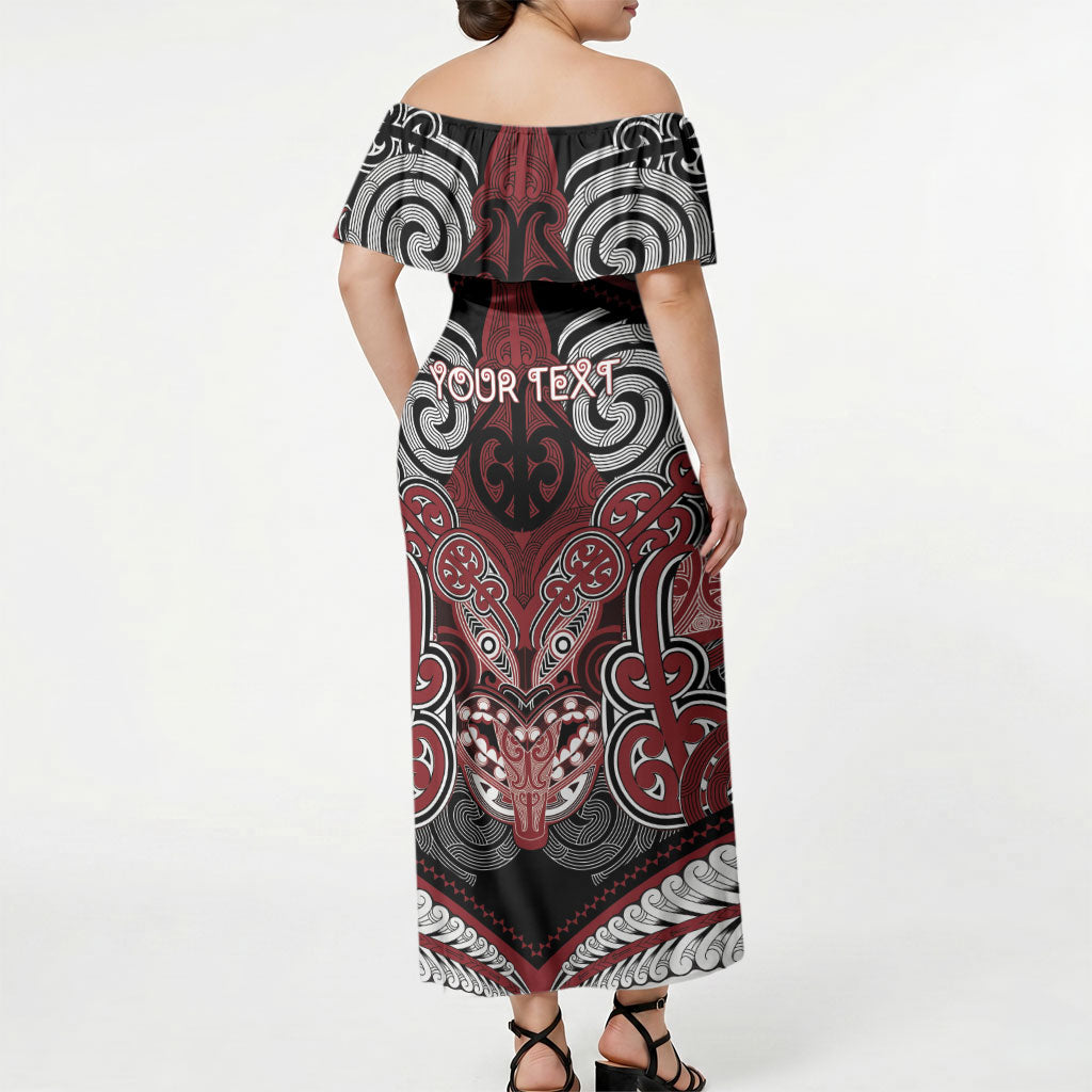 Aotearoa Iwi Ngati Toa Personalised Off Shoulder Maxi Dress Maori Kowhaiwhai Pattern LT19 - Polynesian Pride