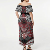 Aotearoa Iwi Ngati Toa Personalised Off Shoulder Maxi Dress Maori Kowhaiwhai Pattern LT19 - Polynesian Pride