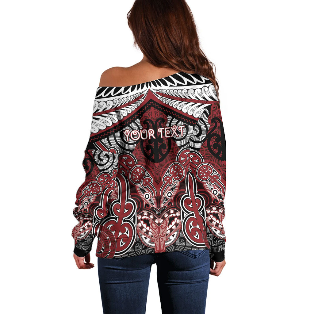 Aotearoa Iwi Ngati Toa Personalised Off Shoulder Sweater Maori Kowhaiwhai Pattern LT19 - Polynesian Pride