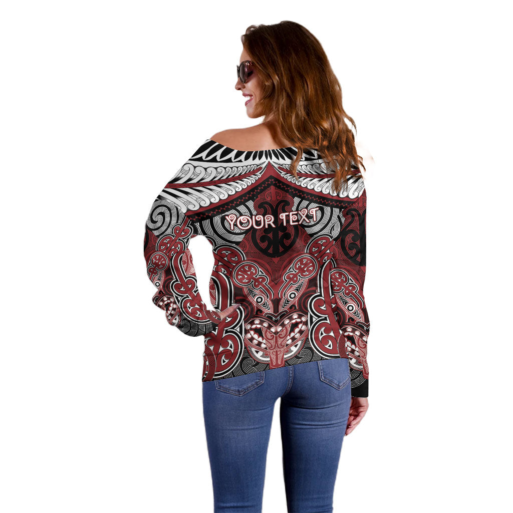 Aotearoa Iwi Ngati Toa Personalised Off Shoulder Sweater Maori Kowhaiwhai Pattern LT19 - Polynesian Pride