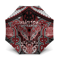Aotearoa Iwi Ngati Toa Umbrella Maori Kowhaiwhai Pattern LT19 One Size Folded 11.42 inch Opened Diameter 37.4 inch Red - Polynesian Pride