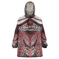 Aotearoa Iwi Ngati Toa Personalised Wearable Blanket Hoodie Maori Kowhaiwhai Pattern LT19 One Size Red - Polynesian Pride