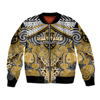 Aotearoa Iwi Ngati Tama Personalised Bomber Jacket Maori Kowhaiwhai Pattern LT19 Unisex Yellow - Polynesian Pride