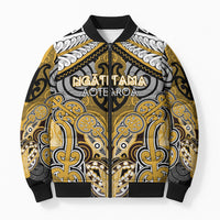 Aotearoa Iwi Ngati Tama Personalised Bomber Puffer Jacket Maori Kowhaiwhai Pattern LT19 Unisex Yellow - Polynesian Pride