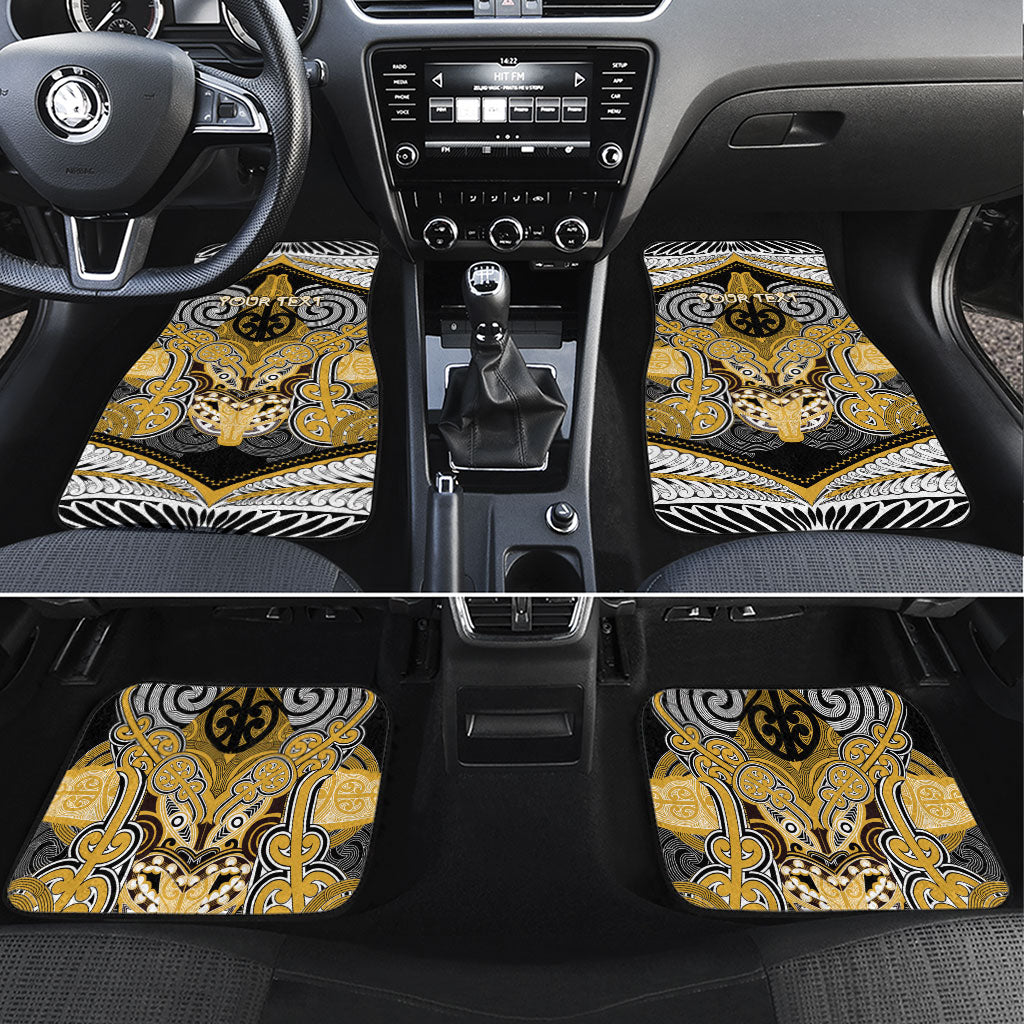 Aotearoa Iwi Ngati Tama Personalised Car Mats Maori Kowhaiwhai Pattern LT19 Set 4pcs Yellow - Polynesian Pride