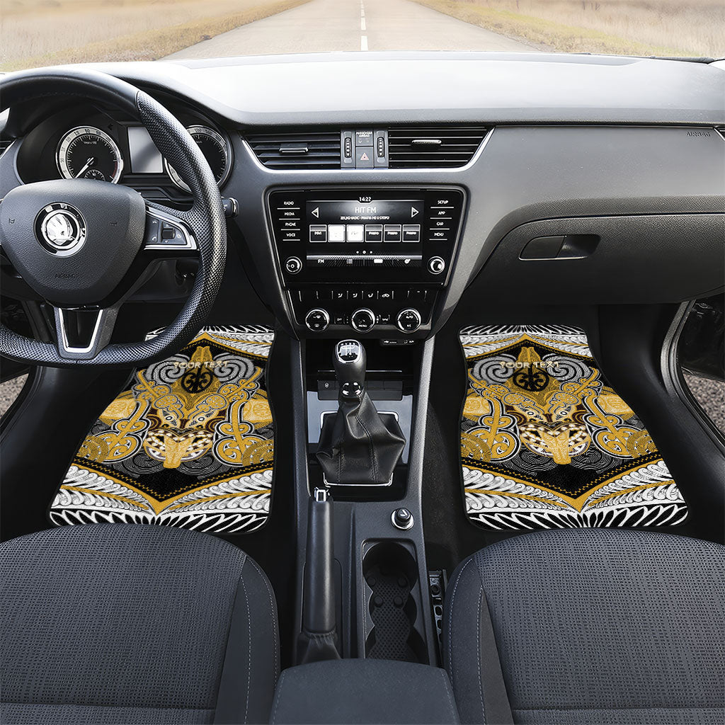 Aotearoa Iwi Ngati Tama Personalised Car Mats Maori Kowhaiwhai Pattern LT19 Set 2pcs - Front Yellow - Polynesian Pride