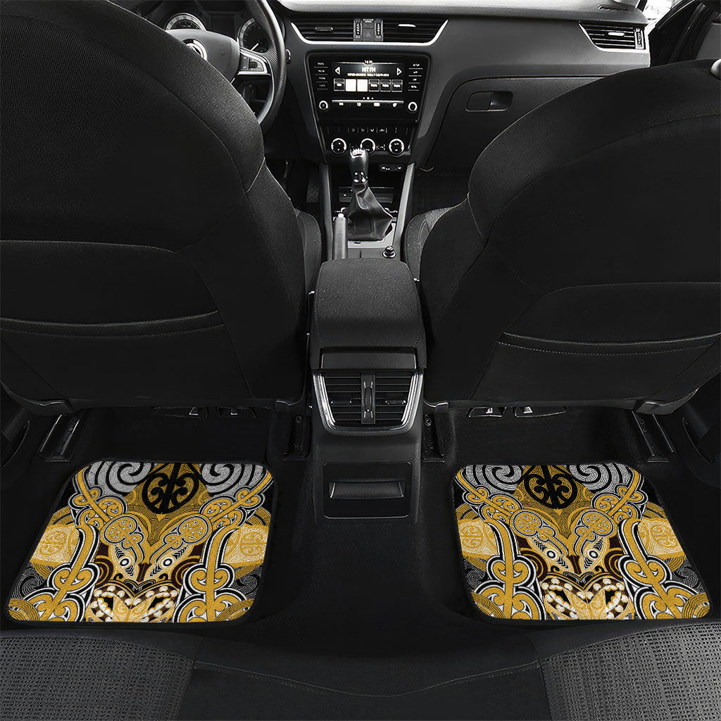Aotearoa Iwi Ngati Tama Personalised Car Mats Maori Kowhaiwhai Pattern LT19 Set 2pcs - Back Yellow - Polynesian Pride