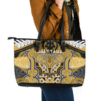 Aotearoa Iwi Ngati Tama Leather Tote Bag Maori Kowhaiwhai Pattern LT19 - Polynesian Pride