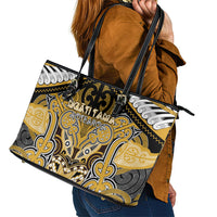 Aotearoa Iwi Ngati Tama Leather Tote Bag Maori Kowhaiwhai Pattern LT19 - Polynesian Pride