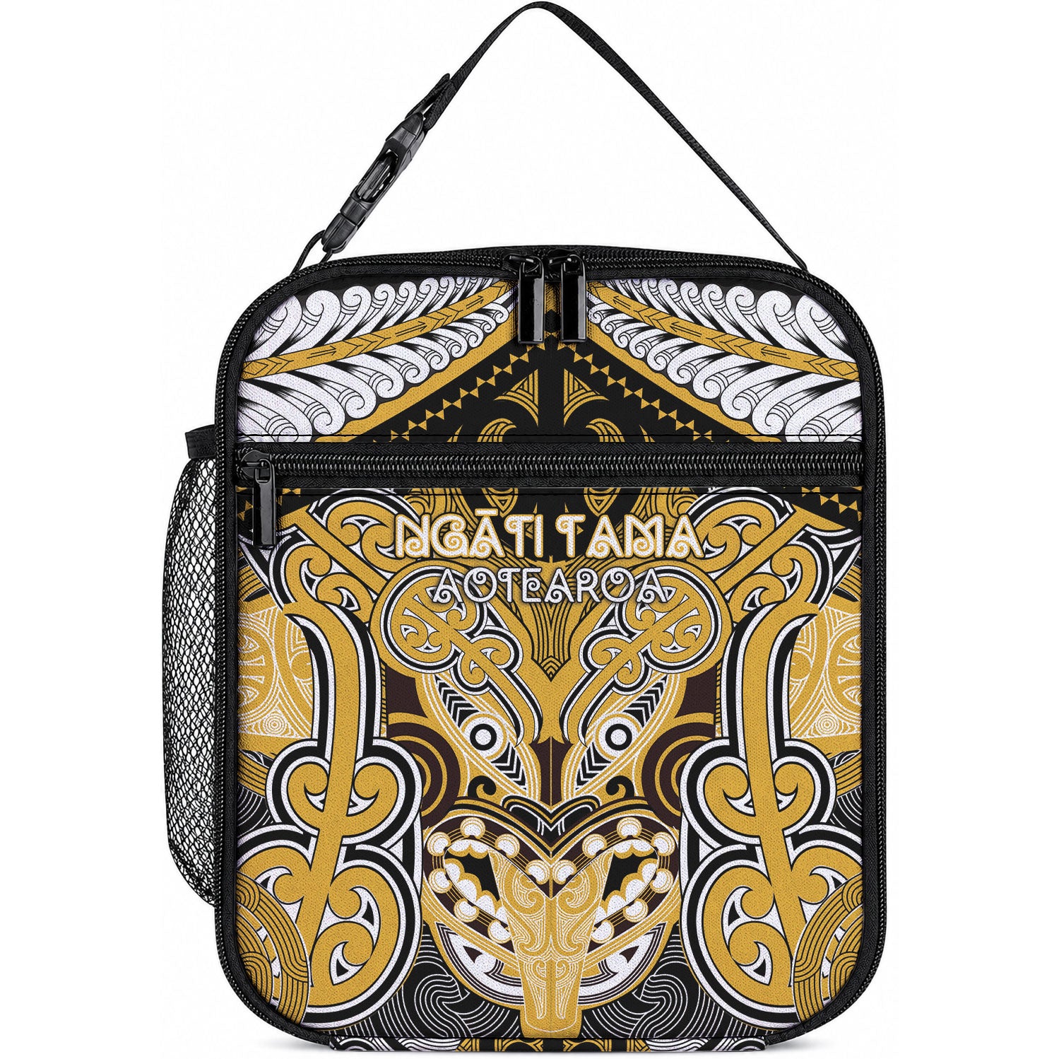 Aotearoa Iwi Ngati Tama Lunch Bag Maori Kowhaiwhai Pattern LT19 10.2 × 8.3 × 4.3 inch Yellow - Polynesian Pride