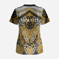 Aotearoa Iwi Ngati Tama Personalised Scrub Top Maori Kowhaiwhai Pattern LT19 - Polynesian Pride