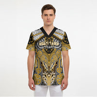 Aotearoa Iwi Ngati Tama Personalised Scrub Top Maori Kowhaiwhai Pattern LT19 - Polynesian Pride