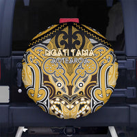 Aotearoa Iwi Ngati Tama Spare Tire Cover Maori Kowhaiwhai Pattern LT19 No hole Yellow - Polynesian Pride