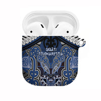 Aotearoa Iwi Ngati Tuwharetoa AirPods Case Maori Kowhaiwhai Pattern LT19 Blue - Polynesian Pride