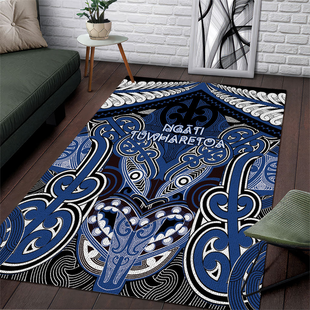 Aotearoa Iwi Ngati Tuwharetoa Area Rug Maori Kowhaiwhai Pattern LT19 Blue - Polynesian Pride