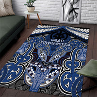Aotearoa Iwi Ngati Tuwharetoa Area Rug Maori Kowhaiwhai Pattern LT19 Blue - Polynesian Pride
