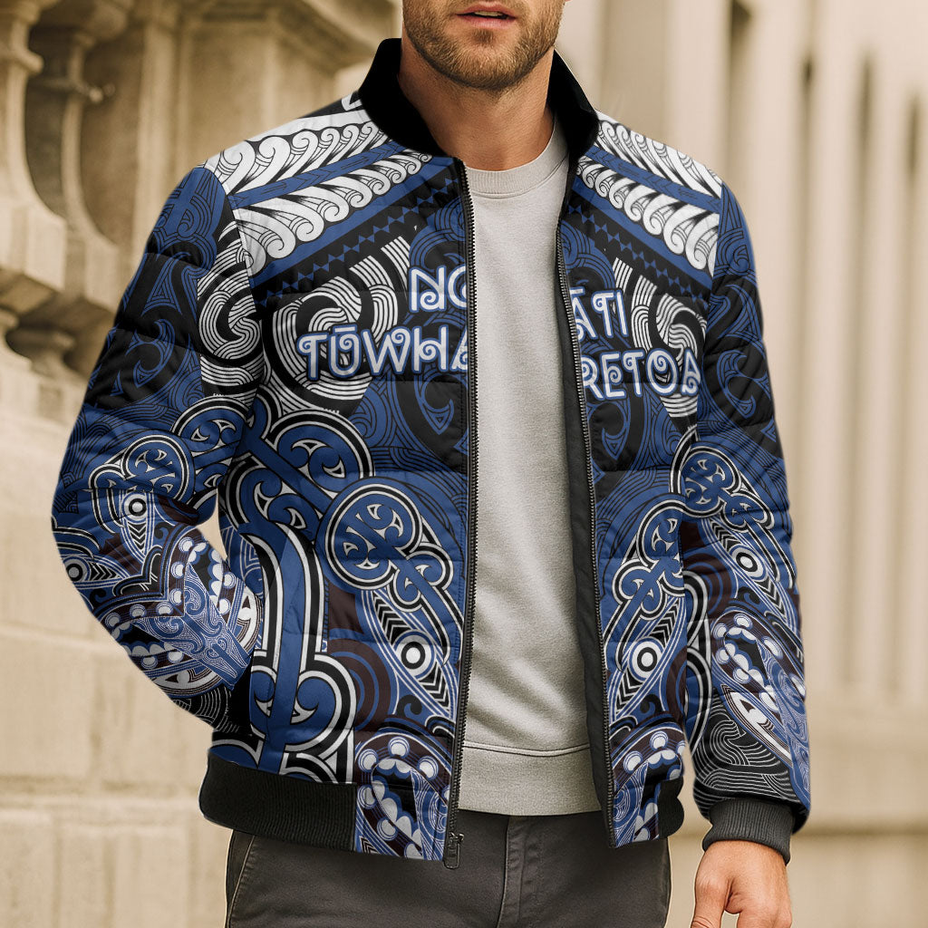 Aotearoa Iwi Ngati Tuwharetoa Personalised Bomber Puffer Jacket Maori Kowhaiwhai Pattern LT19 - Polynesian Pride