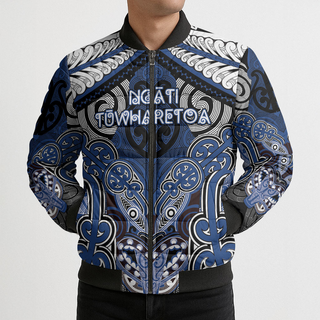 Aotearoa Iwi Ngati Tuwharetoa Personalised Bomber Puffer Jacket Maori Kowhaiwhai Pattern LT19 - Polynesian Pride
