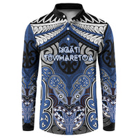 Aotearoa Iwi Ngati Tuwharetoa Personalised Button Sweatshirt Maori Kowhaiwhai Pattern LT19 Blue - Polynesian Pride