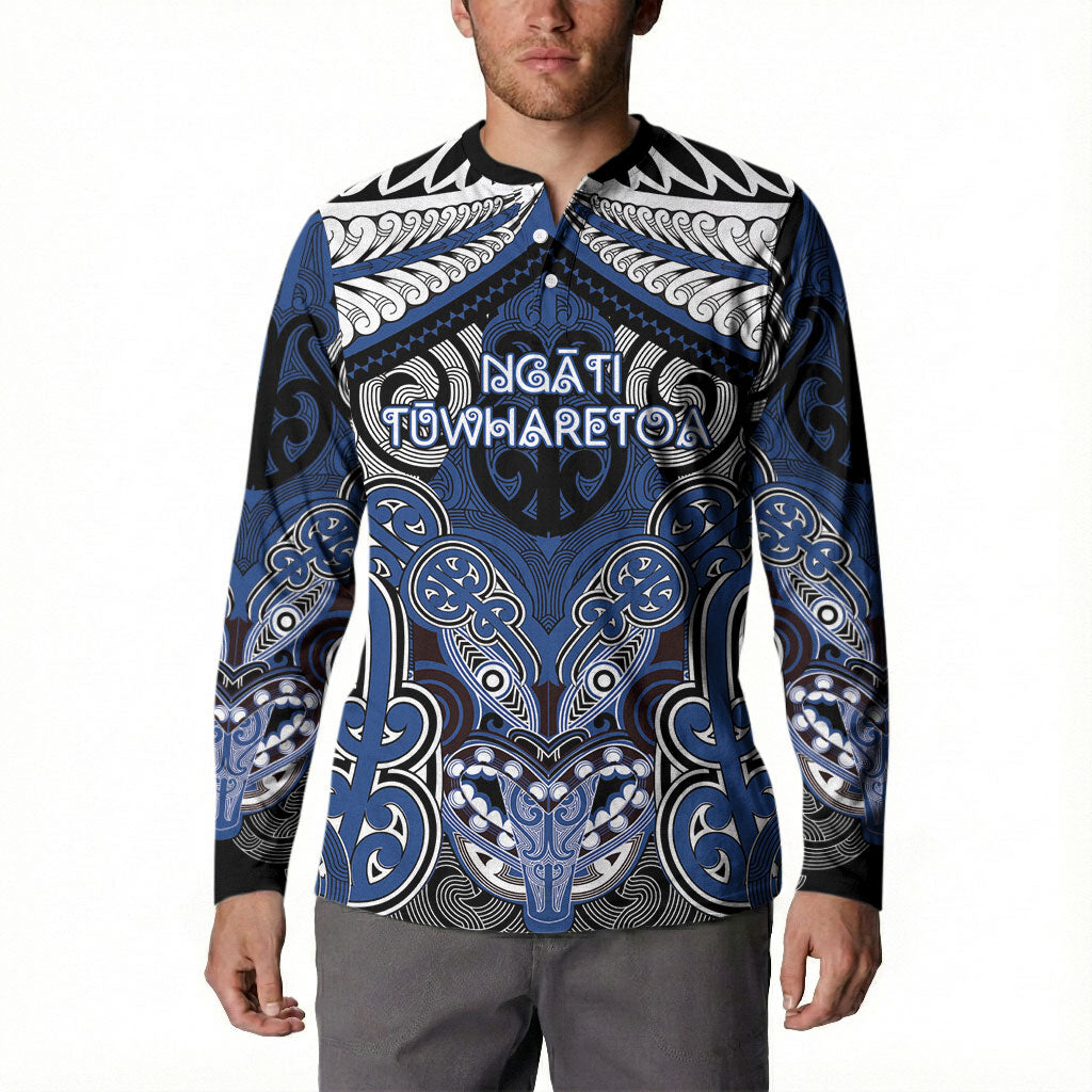 Aotearoa Iwi Ngati Tuwharetoa Personalised Button Sweatshirt Maori Kowhaiwhai Pattern LT19 - Polynesian Pride