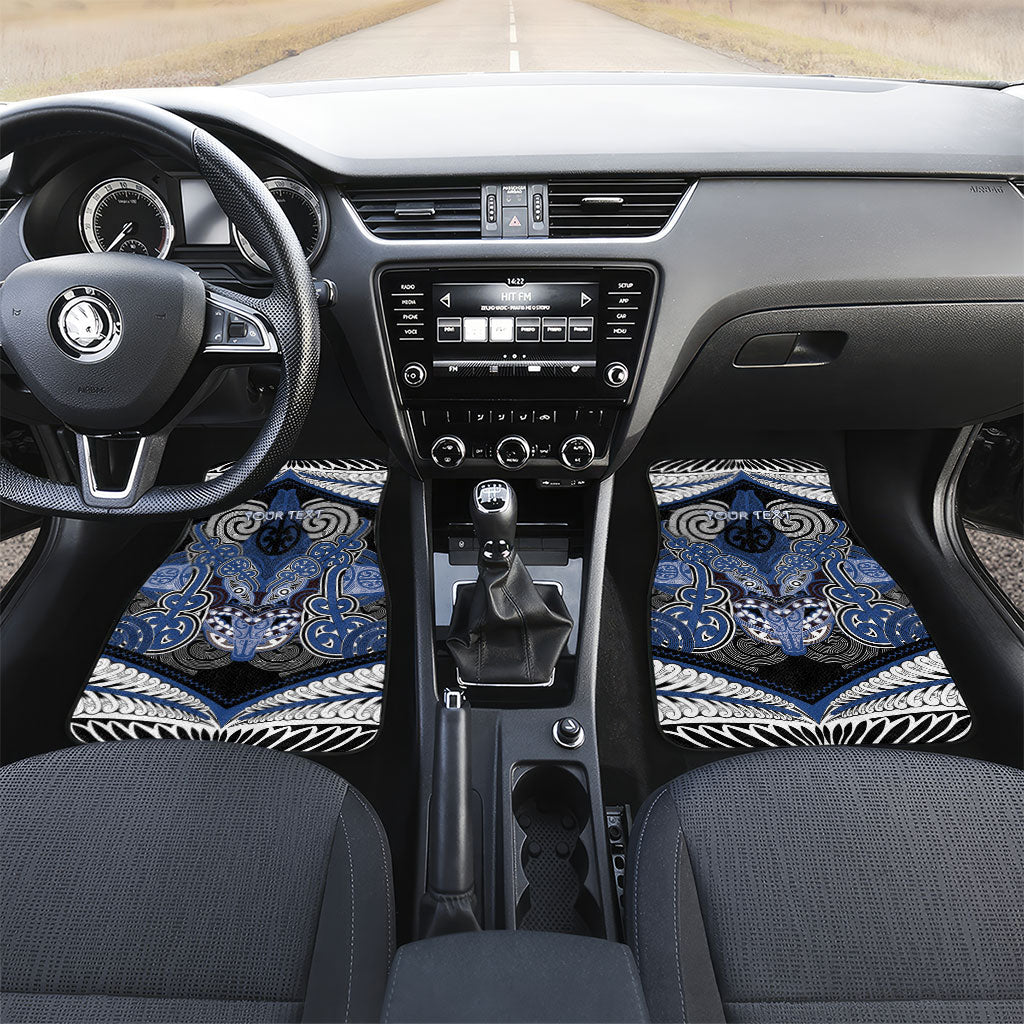 Aotearoa Iwi Ngati Tuwharetoa Personalised Car Mats Maori Kowhaiwhai Pattern LT19 Set 2pcs - Front Blue - Polynesian Pride