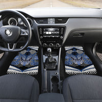 Aotearoa Iwi Ngati Tuwharetoa Personalised Car Mats Maori Kowhaiwhai Pattern LT19 Set 2pcs - Front Blue - Polynesian Pride