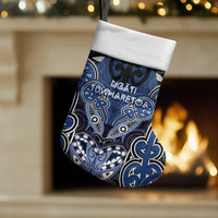 Aotearoa Iwi Ngati Tuwharetoa Personalised Christmas Stocking Maori Kowhaiwhai Pattern LT19 Set of 2 Blue - Polynesian Pride