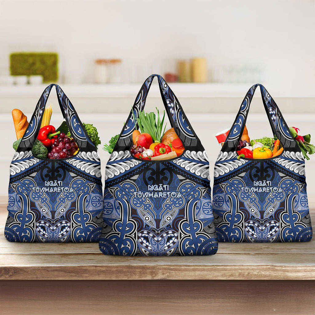 Aotearoa Iwi Ngati Tuwharetoa Grocery Bag Maori Kowhaiwhai Pattern LT19 3-pack One Size Blue - Polynesian Pride