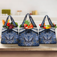 Aotearoa Iwi Ngati Tuwharetoa Grocery Bag Maori Kowhaiwhai Pattern LT19 3-pack One Size Blue - Polynesian Pride