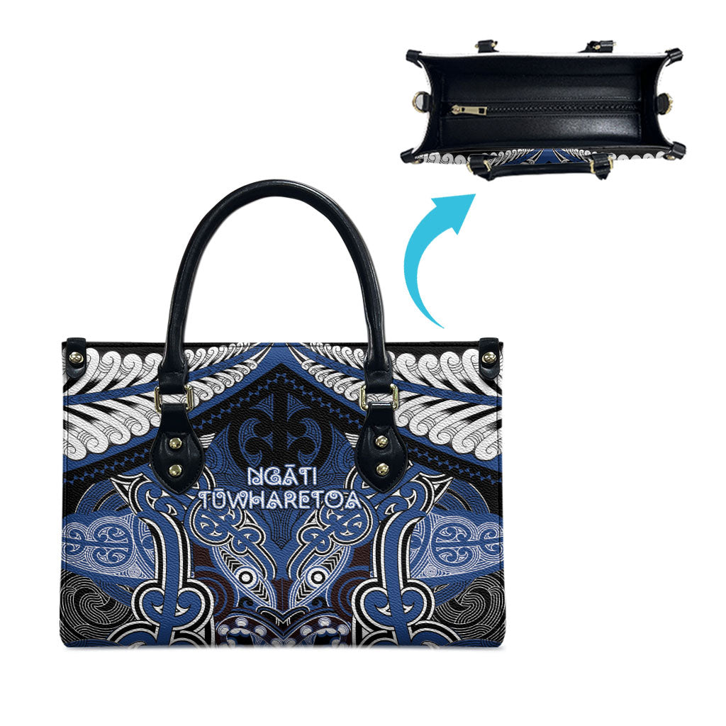 Aotearoa Iwi Ngati Tuwharetoa Leather Bag Maori Kowhaiwhai Pattern LT19 - Polynesian Pride
