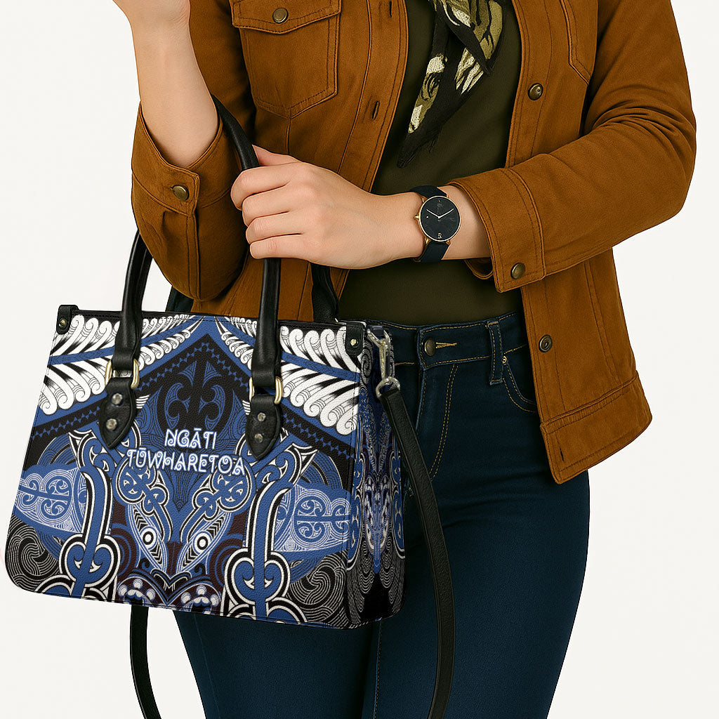 Aotearoa Iwi Ngati Tuwharetoa Leather Bag Maori Kowhaiwhai Pattern LT19 - Polynesian Pride
