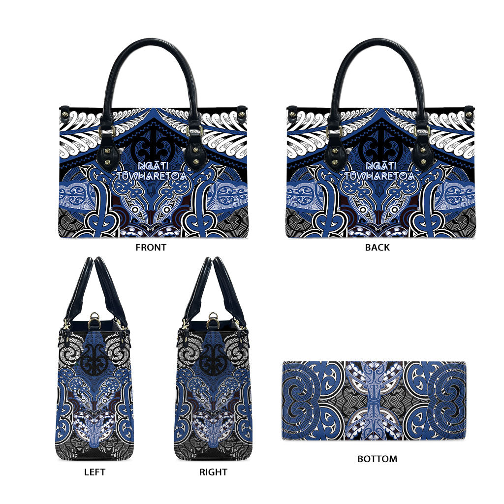Aotearoa Iwi Ngati Tuwharetoa Leather Bag Maori Kowhaiwhai Pattern LT19 - Polynesian Pride