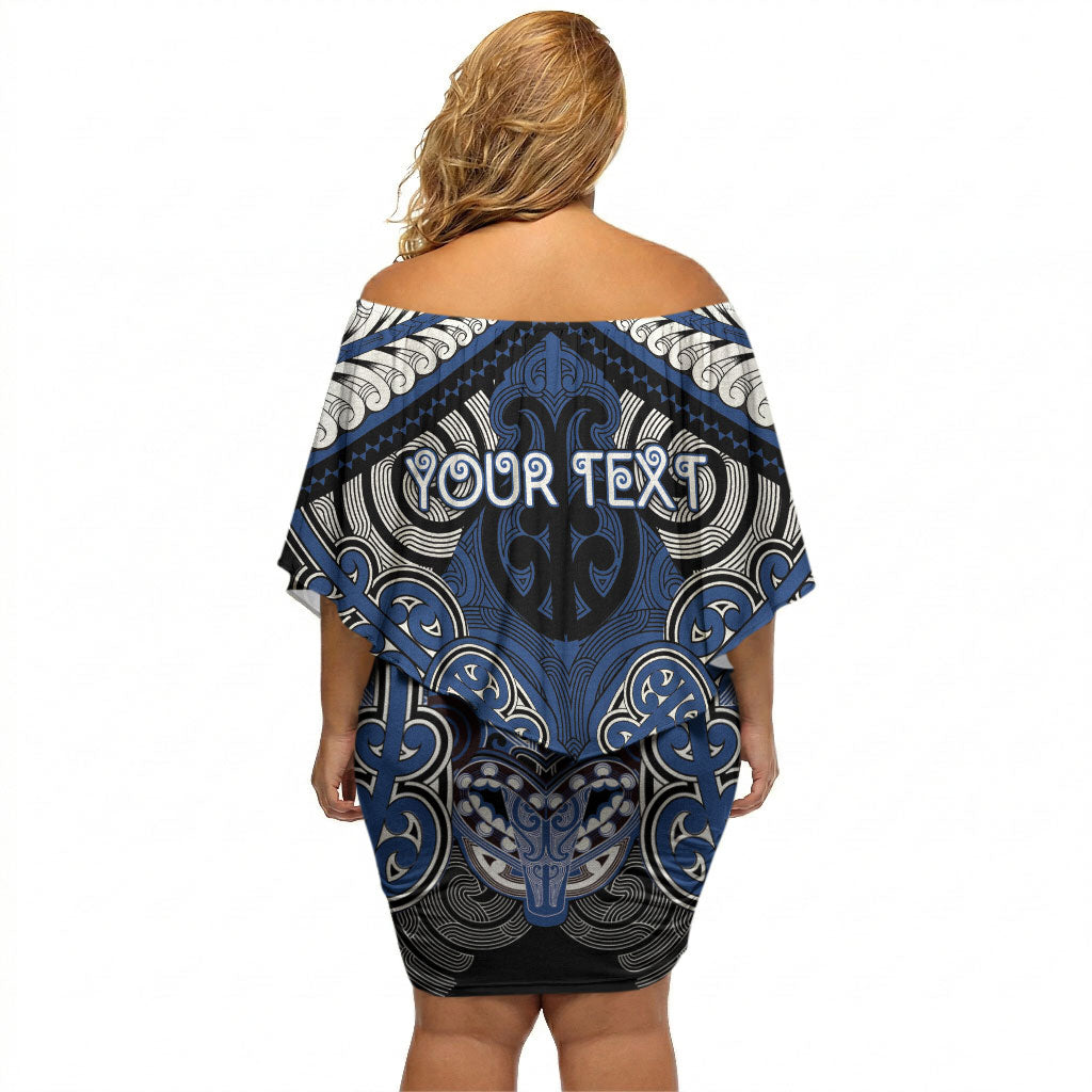 Aotearoa Iwi Ngati Tuwharetoa Personalised Off Shoulder Short Dress Maori Kowhaiwhai Pattern LT19 - Polynesian Pride