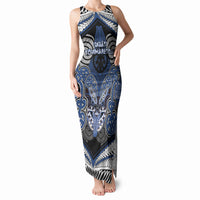 Aotearoa Iwi Ngati Tuwharetoa Personalised Tank Maxi Dress Maori Kowhaiwhai Pattern LT19 Women Blue - Polynesian Pride