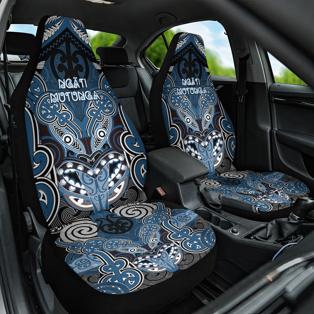 Aotearoa Iwi Ngati Mutunga Car Seat Cover Maori Kowhaiwhai Pattern LT19 One Size Blue - Polynesian Pride