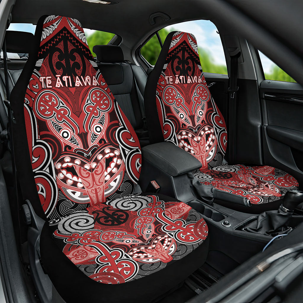 Aotearoa Iwi Te Ati Awa Car Seat Cover Maori Kowhaiwhai Pattern LT19 One Size Red - Polynesian Pride