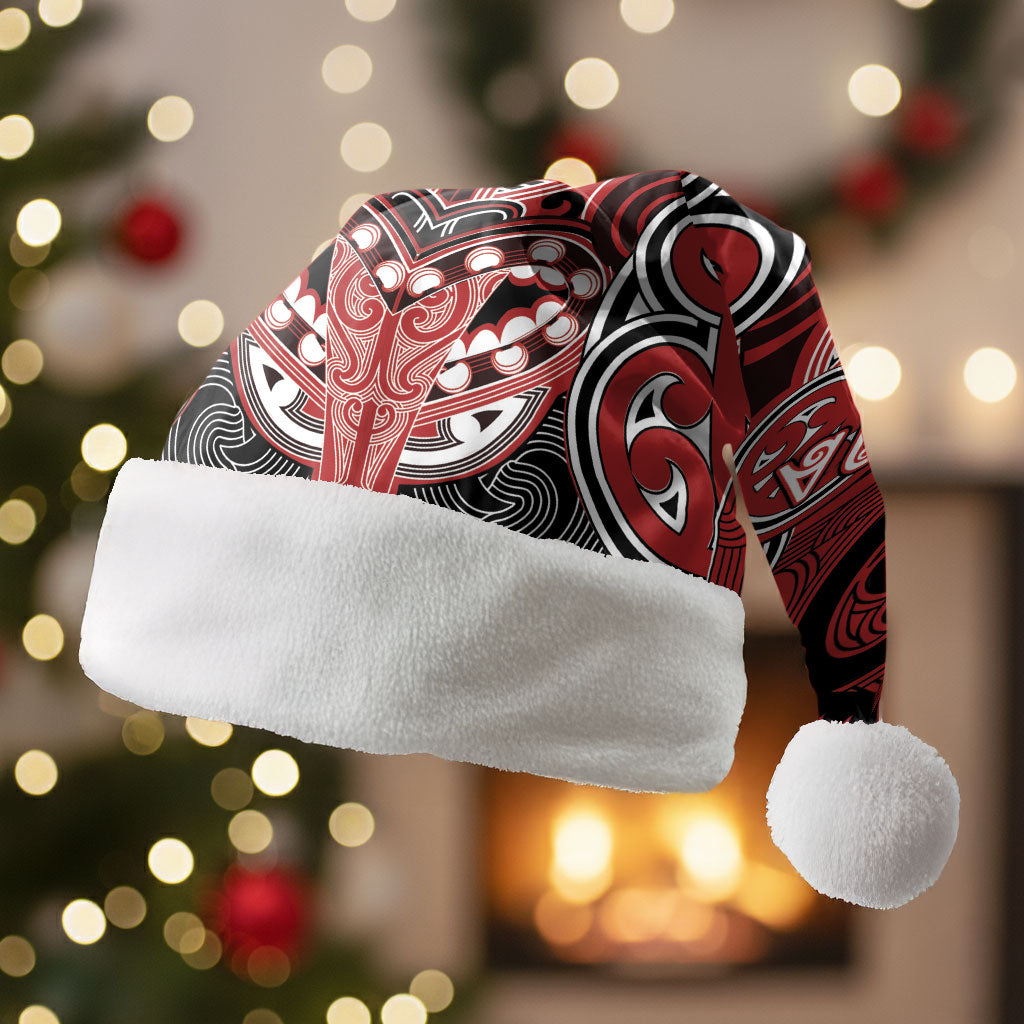 Aotearoa Iwi Te Ati Awa Personalised Christmas Santa Hat Maori Kowhaiwhai Pattern