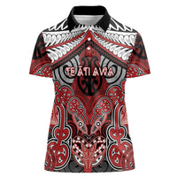 Aotearoa Iwi Te Ati Awa Personalised Women Polo Shirt Maori Kowhaiwhai Pattern LT19 Female Red - Polynesian Pride