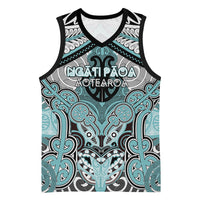 Aotearoa Iwi Ngati Paoa Personalised Basketball Jersey Maori Kowhaiwhai Pattern LT19 Unisex Turquoise - Polynesian Pride